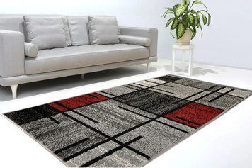 Килимова доріжка на відріз, Espresso, червоні квадрати, Ширина 1.2 м Espresso Grey Red фото